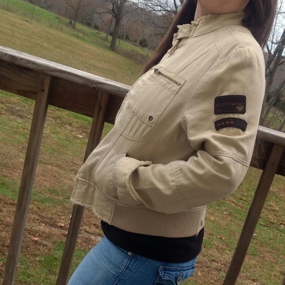 Star Jeans Brand Khaki Tan Canvas Utility Jacket - Picture 2 of 8